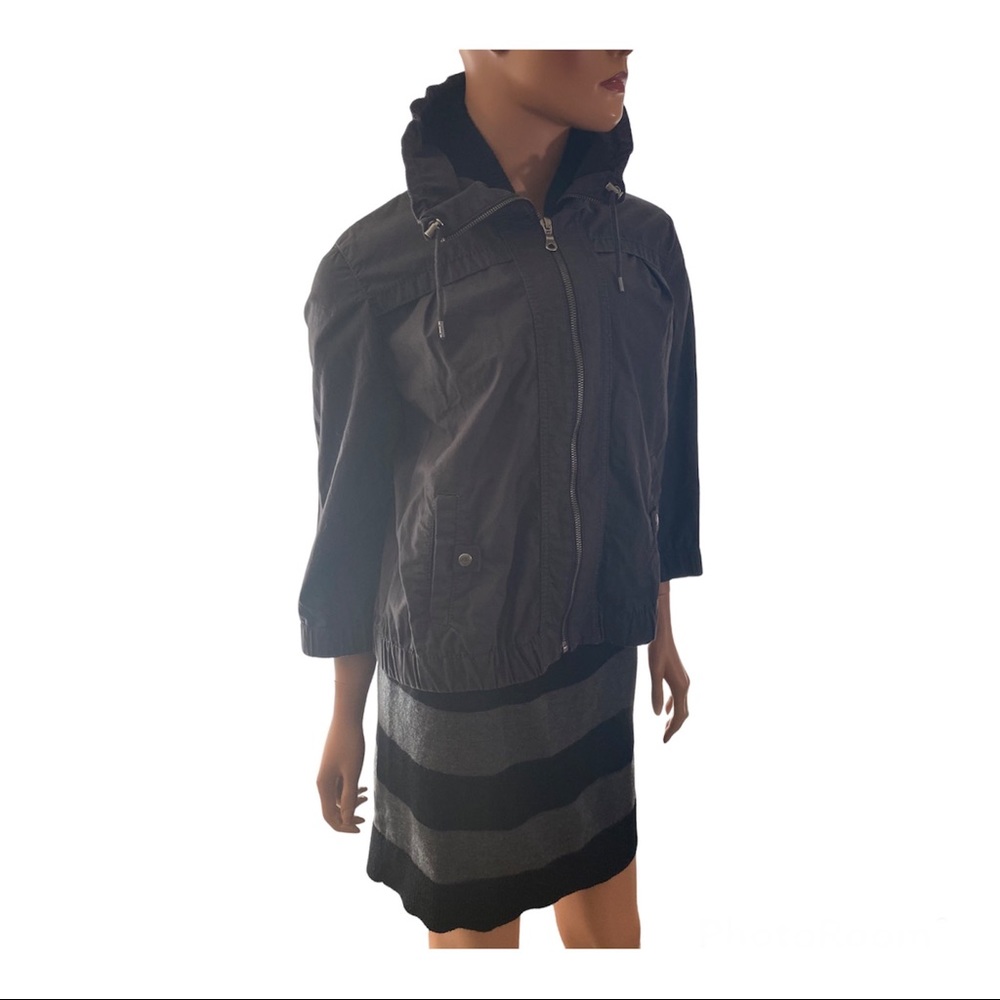 Ann Taylor Loft Jacket Womens Size Medium Windbreaker Black Cotton